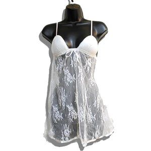White Lace Sheer Lingerie Dress